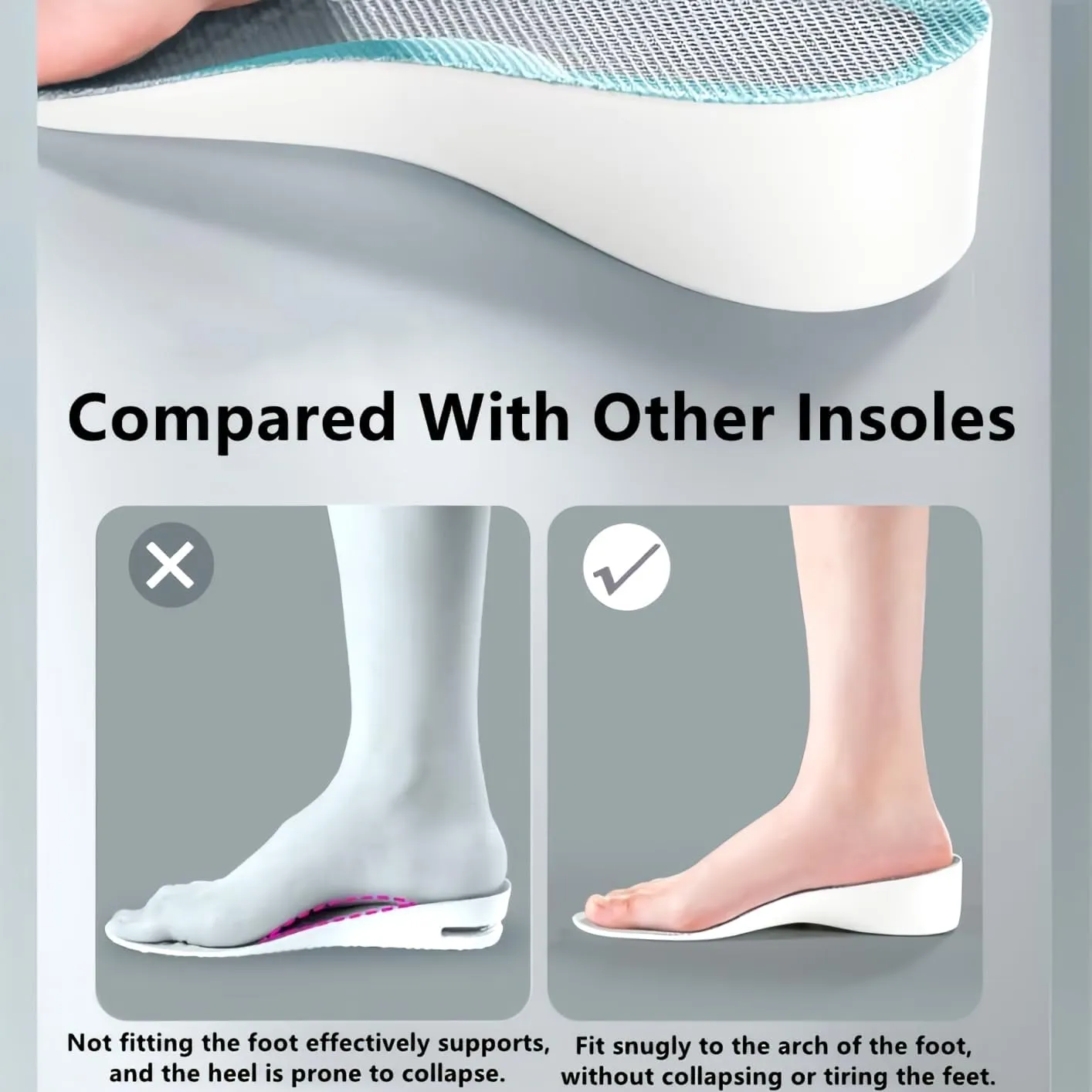Brandone Height Insoles 1,2,3 Inch,Height Increase Insoles,Height Boosters,Orthopedic High Pads,Shoe Heel Lifts,Shoe Inserts Men Height,Heel Lifts for Achilles Tendonitis (10.12''Lx0.8''UP) (1 Pair)