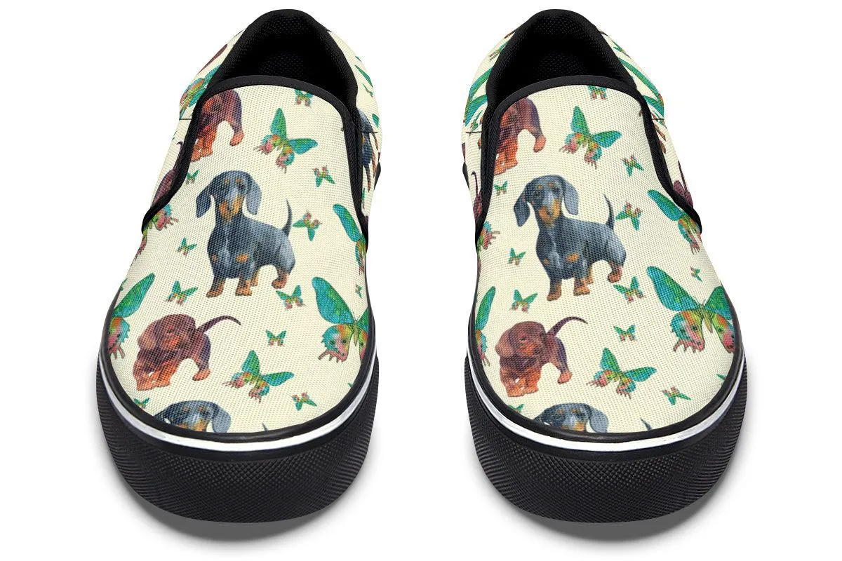 Butterfly Dachshund Slip-On Shoes