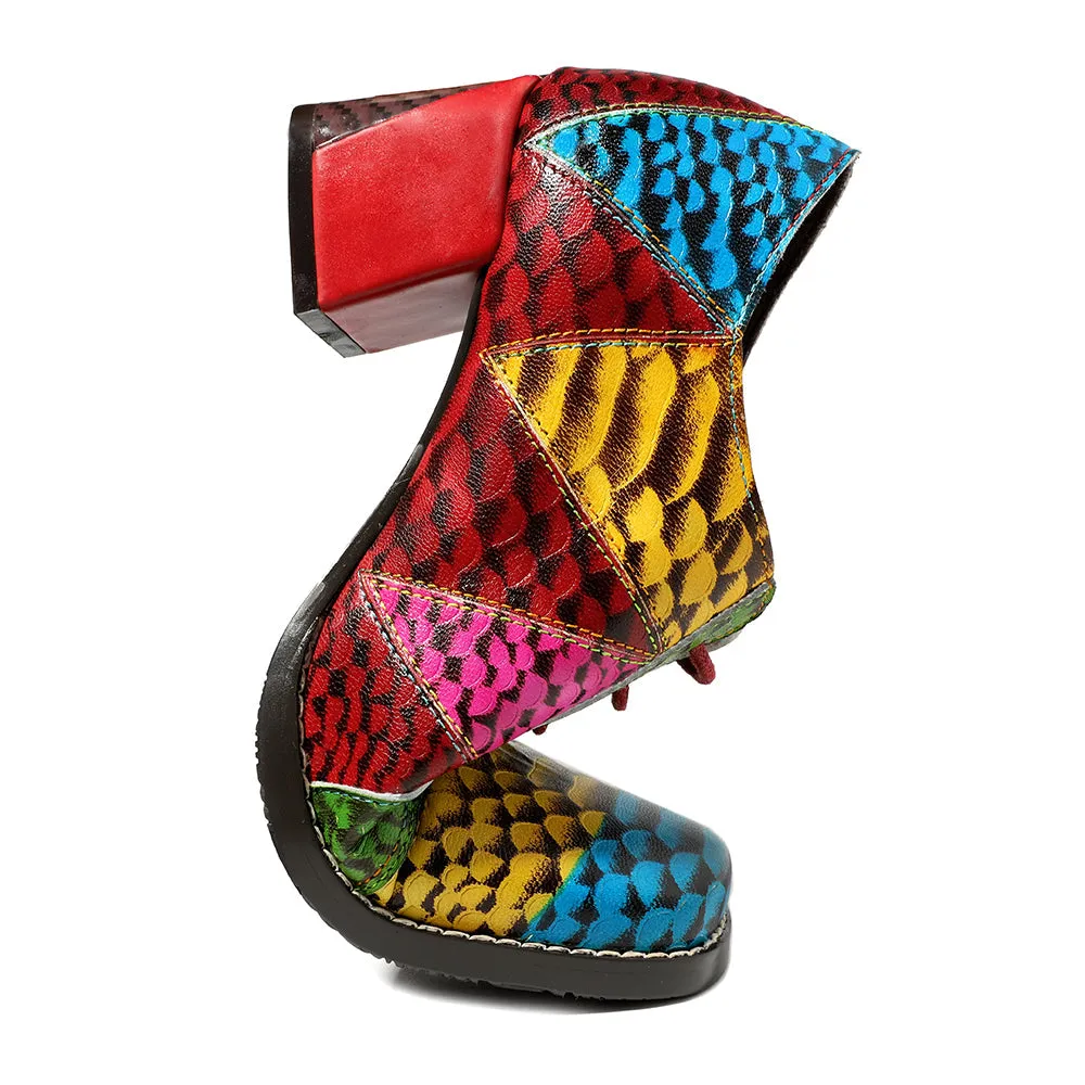 Colorful Square Toe Oxford Heel Pumps