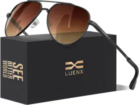 LUENX Aviator Sunglasses for Men Women Polarized Trendy Sun Shades UV 400 Protection