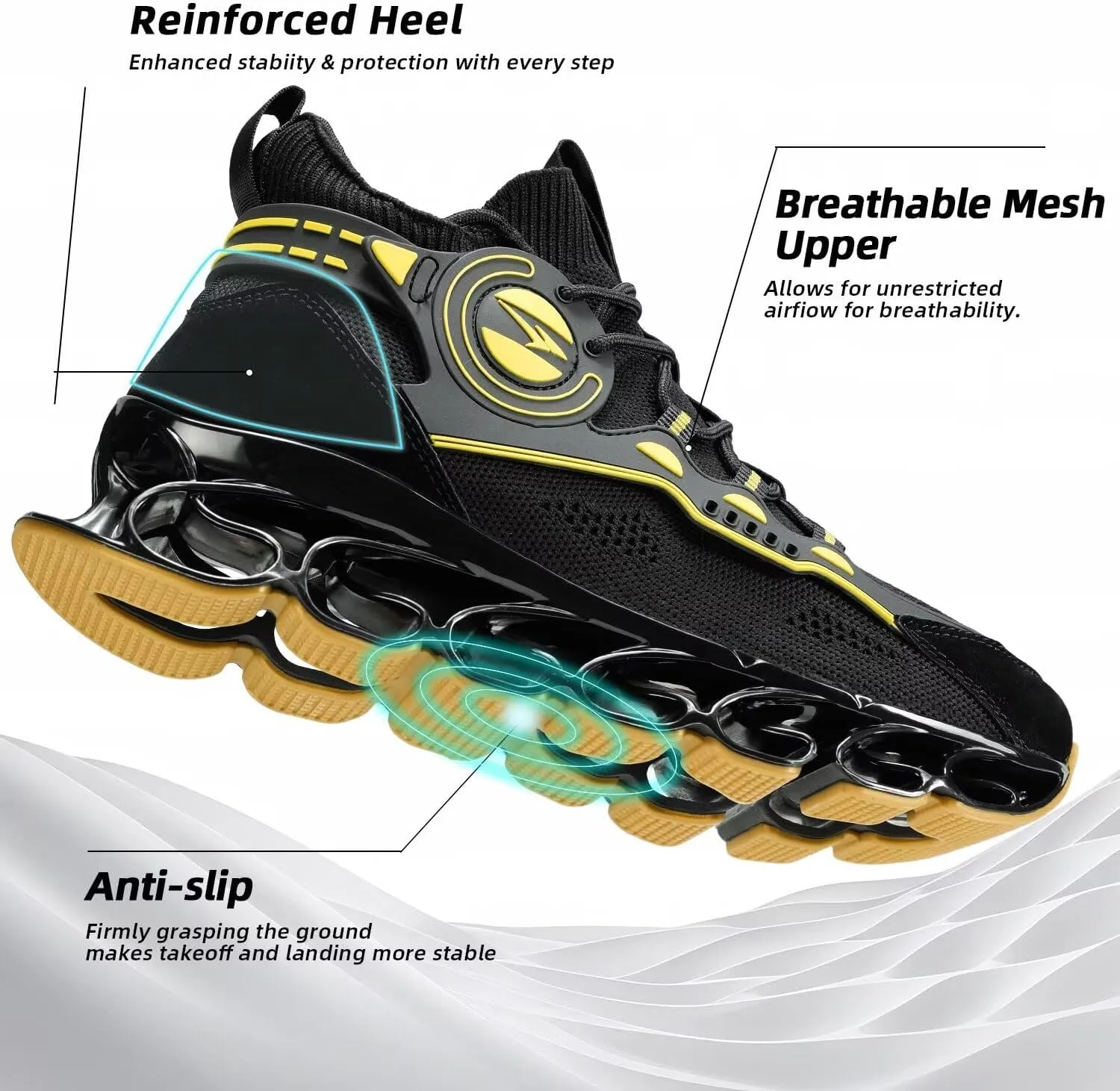 Men's Running Shoes Fashion Sneakers Breathable Blade Non Slip Walking Shoes Gym Sport Trainer Athletic