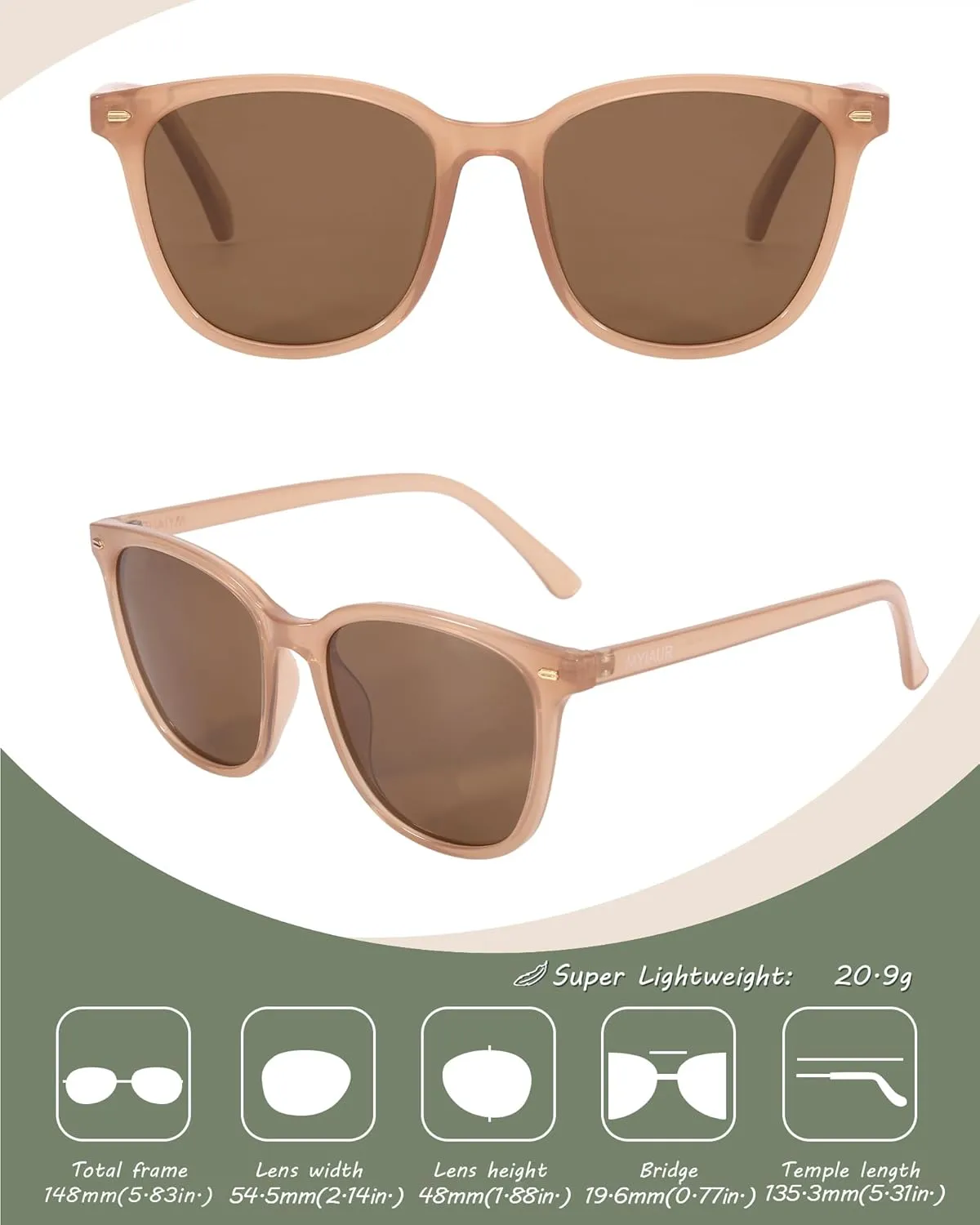Myiaur Polarized Sunglasses for Women, Square Mirrored Trendy Shades with UV Protection Reduce Glare Sun Glasses