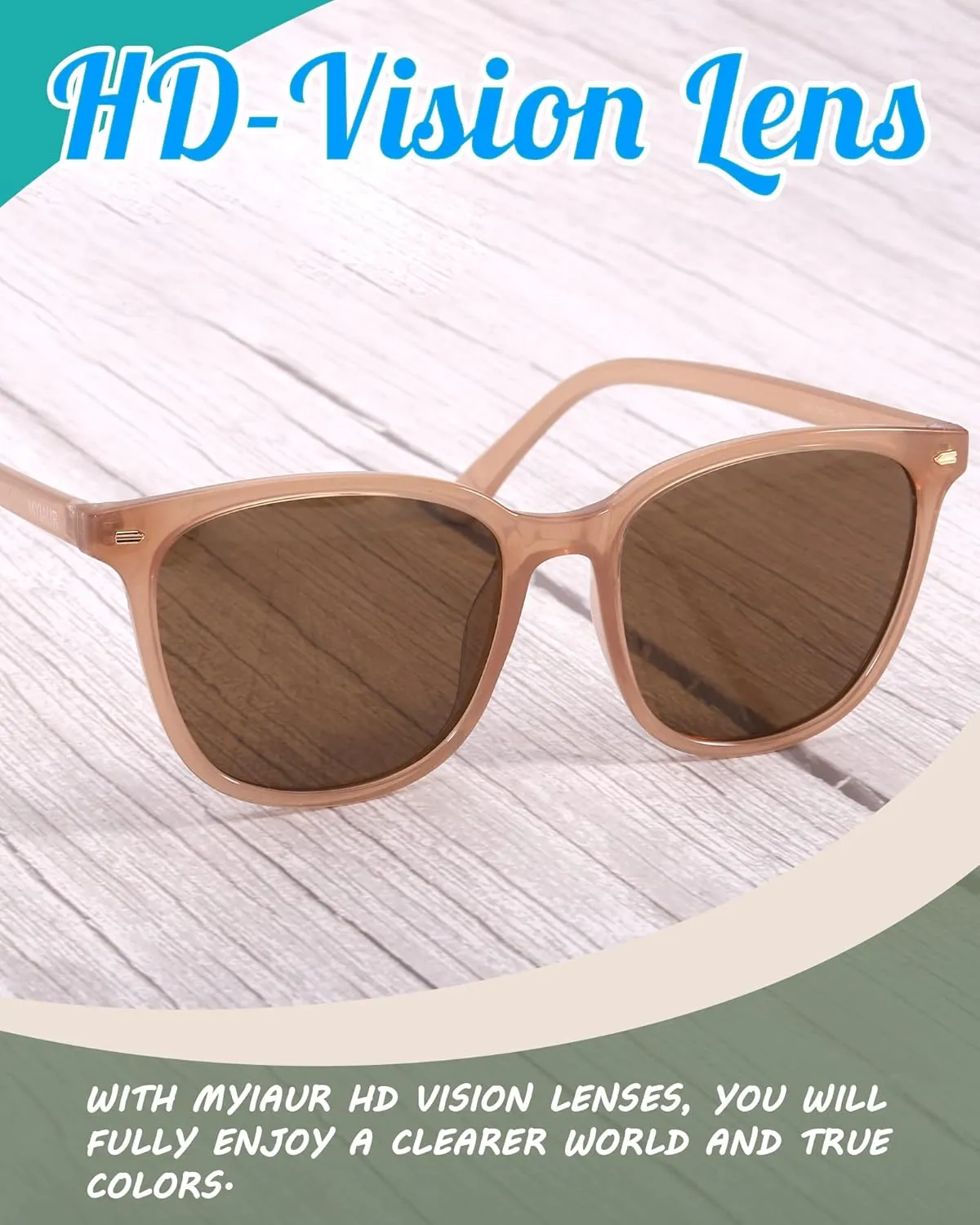 Myiaur Polarized Sunglasses for Women, Square Mirrored Trendy Shades with UV Protection Reduce Glare Sun Glasses