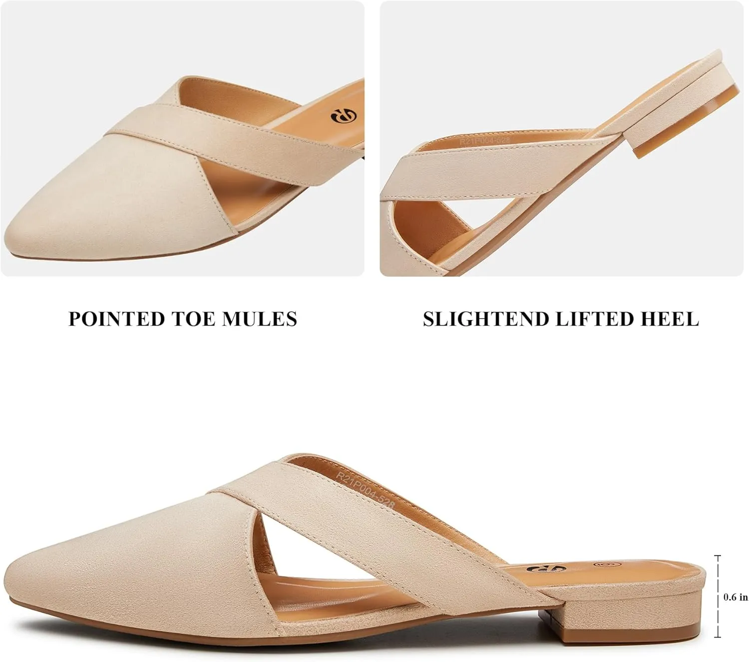 Rekayla Womens Mules Closed Pointed Toe Backless Loafer Shoes for Women