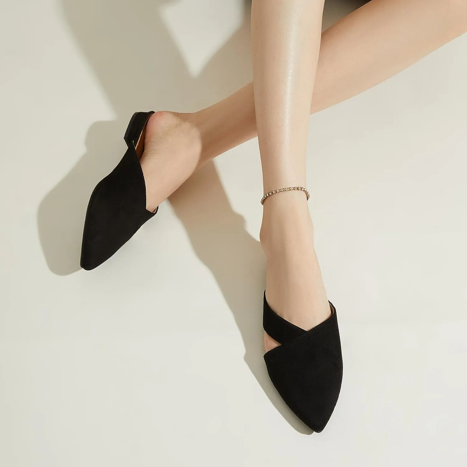 Rekayla Womens Mules Closed Pointed Toe Backless Loafer Shoes for Women