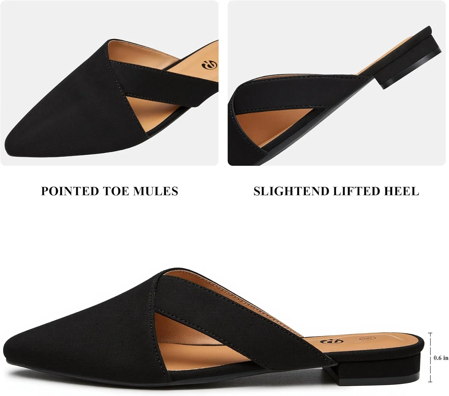 Rekayla Womens Mules Closed Pointed Toe Backless Loafer Shoes for Women
