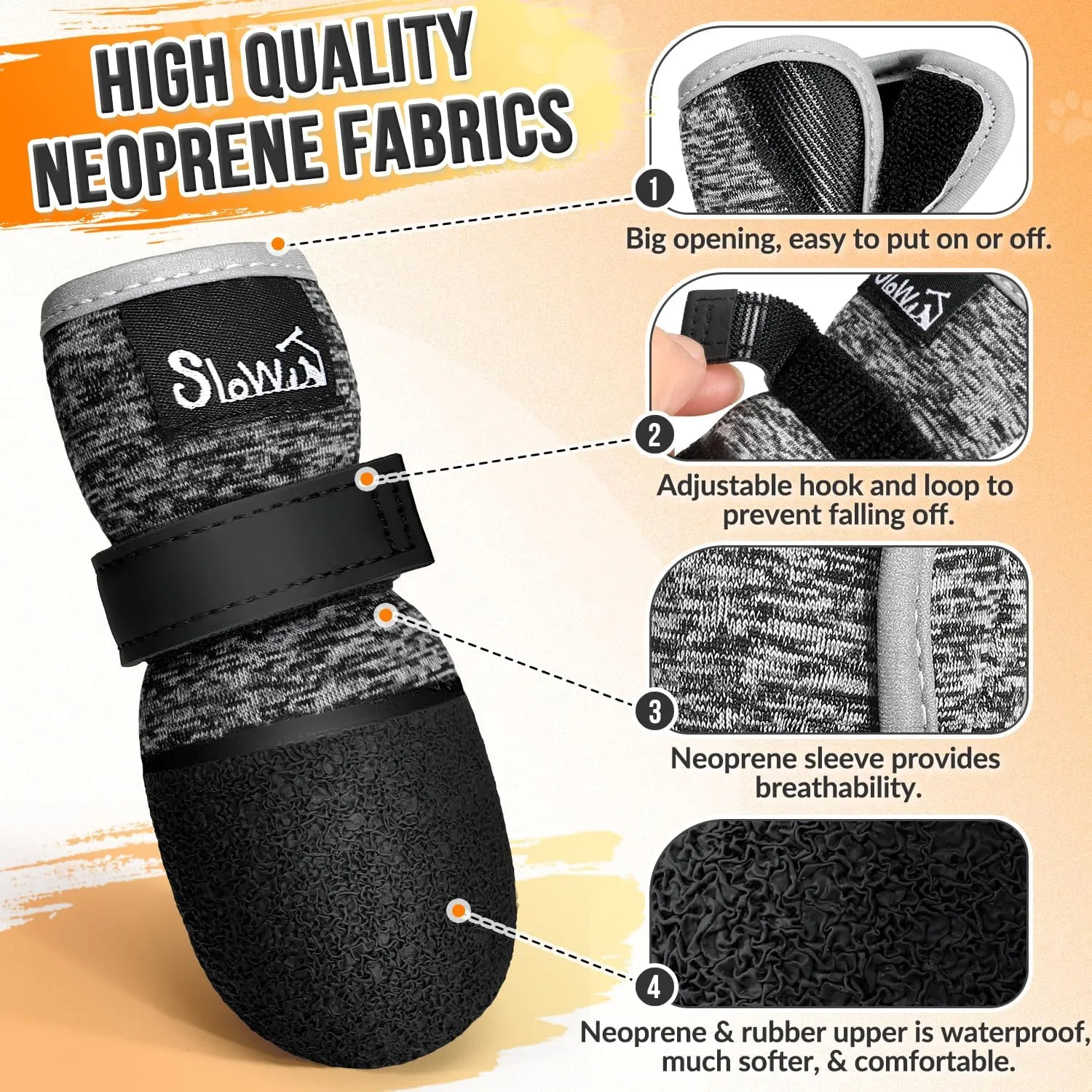 SlowTon Dog Shoes - Breathable Dog Sock Boots for Summer Hot Pavement Hardwood Floors Winter Snow, Waterproof Booties for Small Medium Large Dogs, Non-Slip Paw Protector for Outdoor Walking (BG, 5)