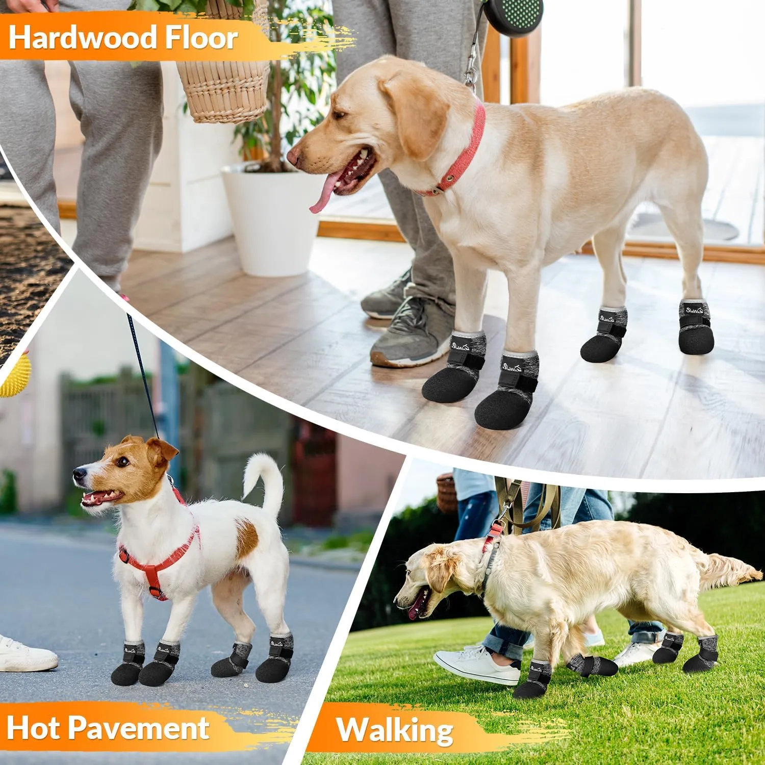 SlowTon Dog Shoes - Breathable Dog Sock Boots for Summer Hot Pavement Hardwood Floors Winter Snow, Waterproof Booties for Small Medium Large Dogs, Non-Slip Paw Protector for Outdoor Walking (BG, 5)