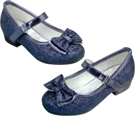Stelle Girls Dress Shoes Glitter Princess Shoe Flower Mary Jane Low Heels Party Wedding Prom Footwear for Toddler Kids