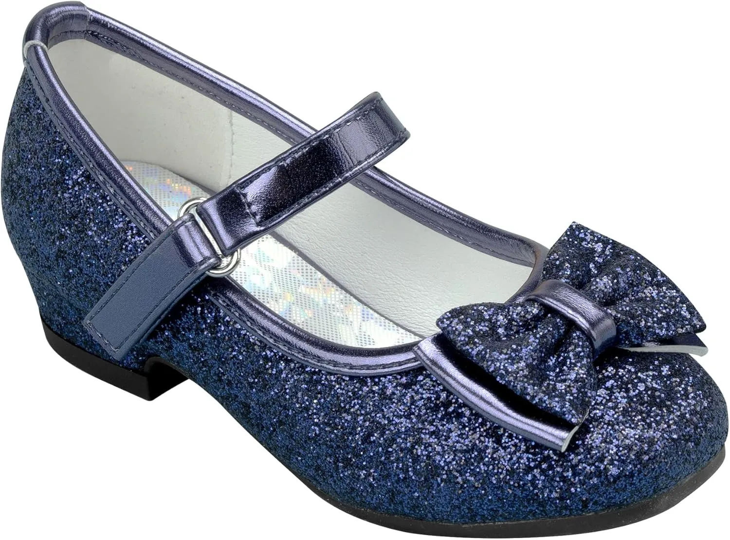Stelle Girls Dress Shoes Glitter Princess Shoe Flower Mary Jane Low Heels Party Wedding Prom Footwear for Toddler Kids