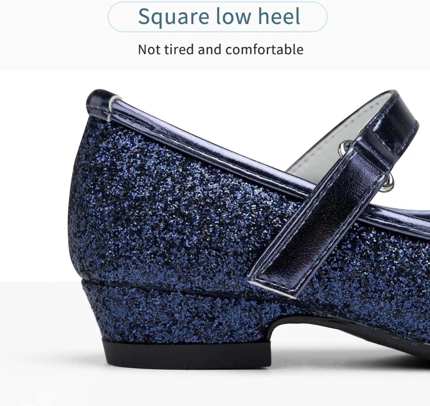 Stelle Girls Dress Shoes Glitter Princess Shoe Flower Mary Jane Low Heels Party Wedding Prom Footwear for Toddler Kids