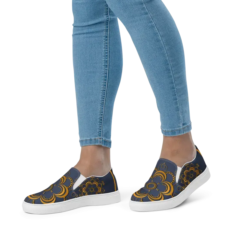 Step Up Navy Blue Mandala Canvas Shoes