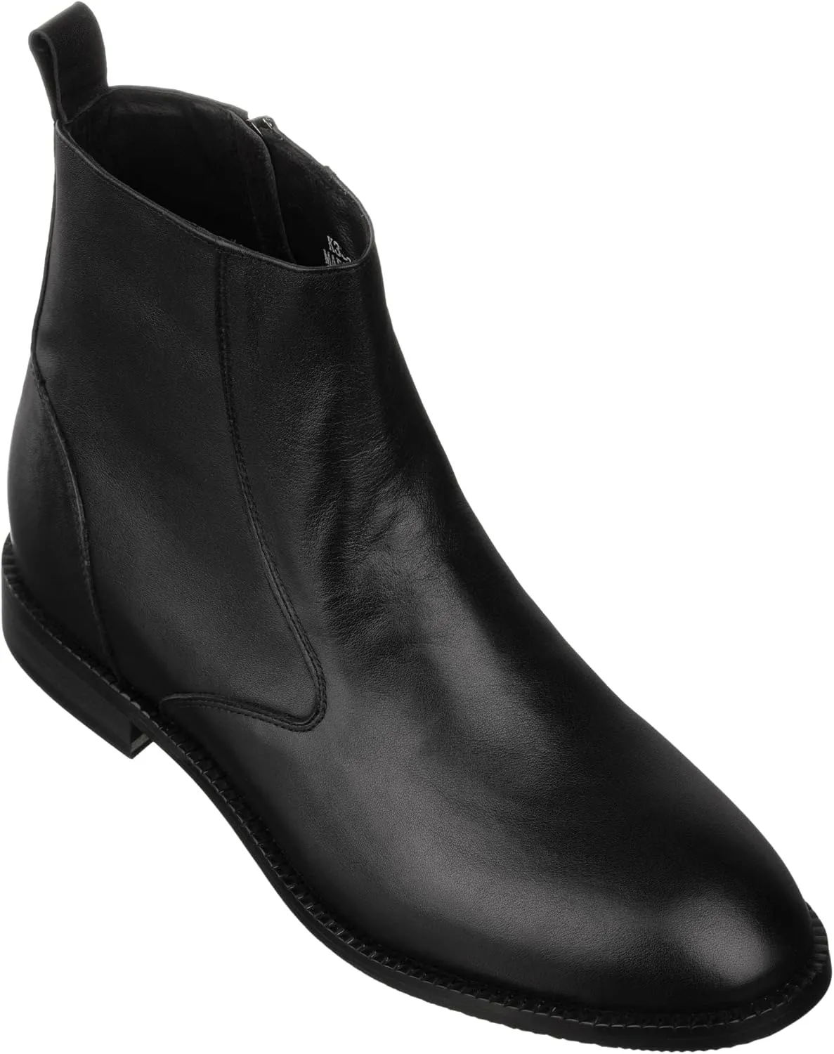 TOTO Men's Invisible Height Increasing Elevator Shoes - Black Leather Slip-on Chelsea Boots - 2.6 Inches Taller - K33092 - Size 7 D(M) US