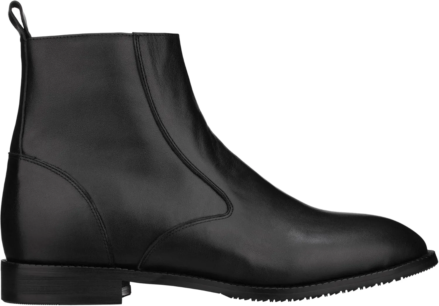 TOTO Men's Invisible Height Increasing Elevator Shoes - Black Leather Slip-on Chelsea Boots - 2.6 Inches Taller - K33092 - Size 7 D(M) US